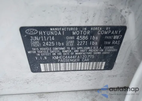 2015 Hyundai Sonata Hybrid Limited из США, поврежденный, VIN KMHEC4A44FA120775